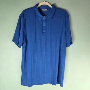 PJ Paul Jones Mens Polo Textured Knit Short Sleeve Stretchy Golf Shirt Sz Large